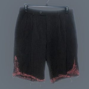 Upcycled Pin Striped Shorts with Pink Thread Detail